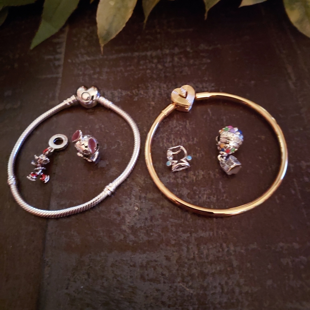 Chic Silver and Gold Heart Charm Bracelets